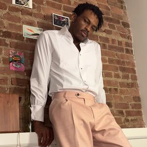 White Plissé Tailored Fit Tuxedo Shirt